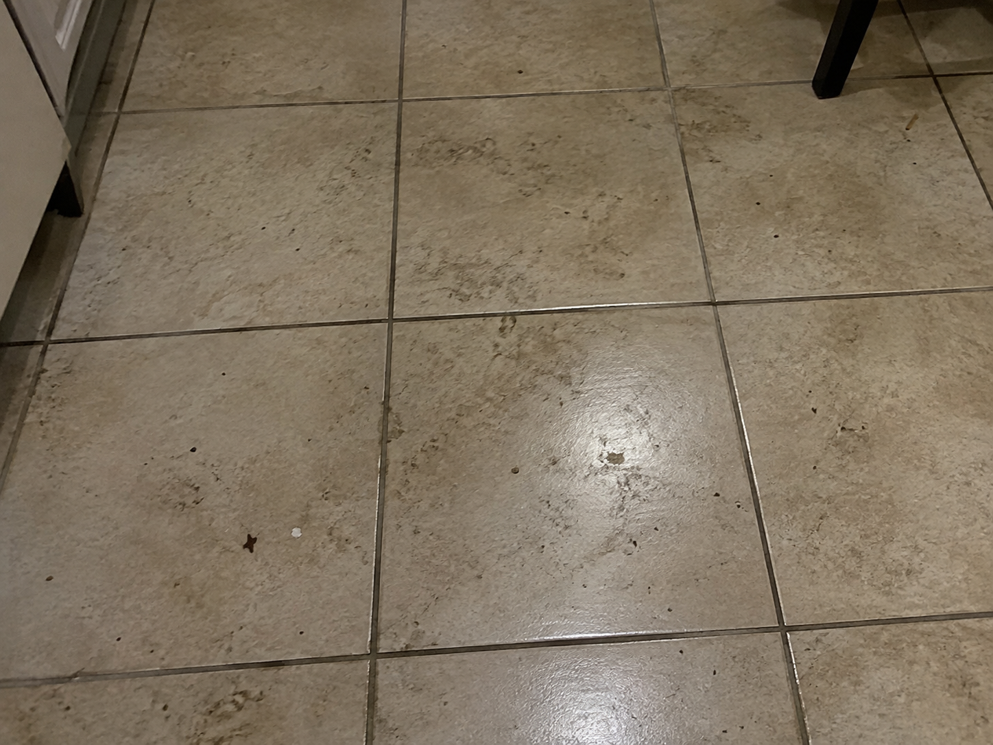 Piso con manchas y suciedad acumulada antes del servicio